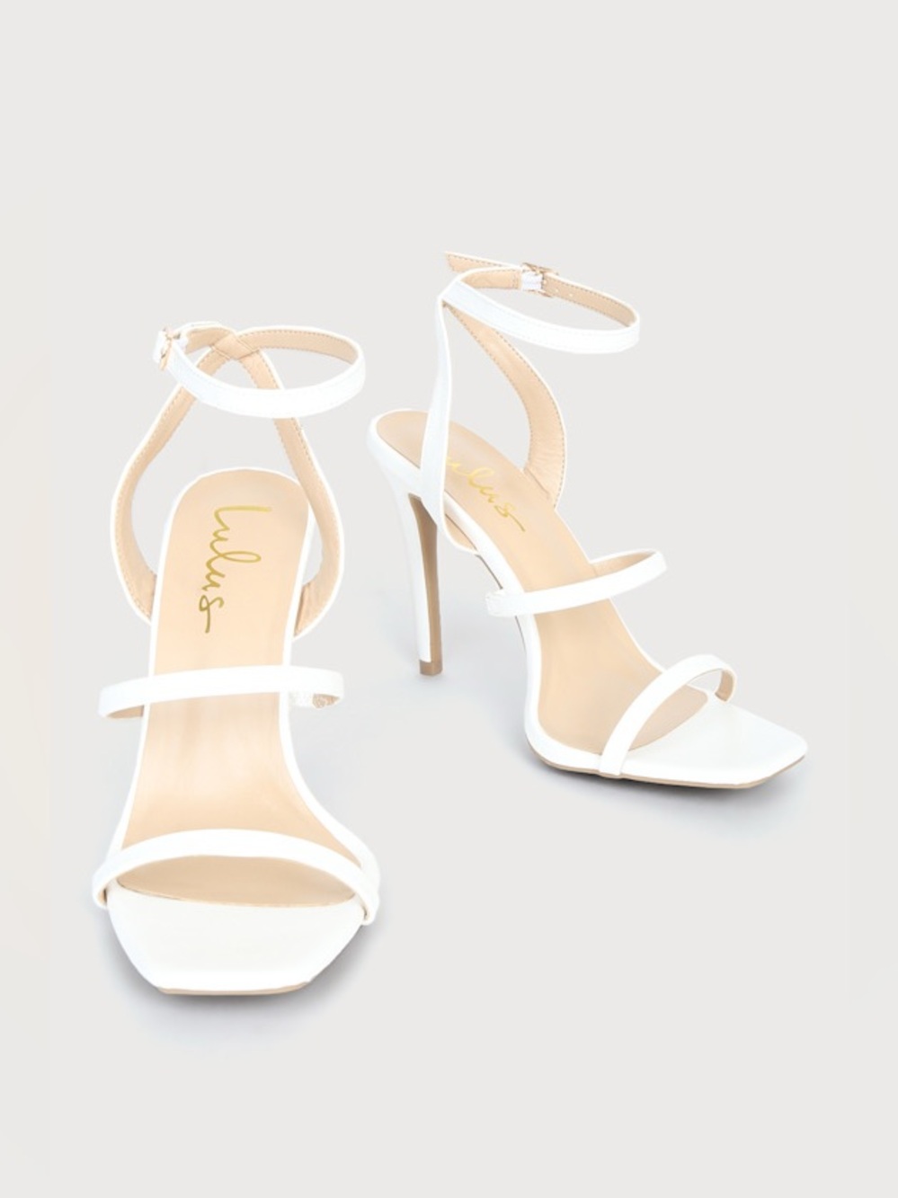 Lulus Leticiya White Ankle-Strap High Heel Sandals